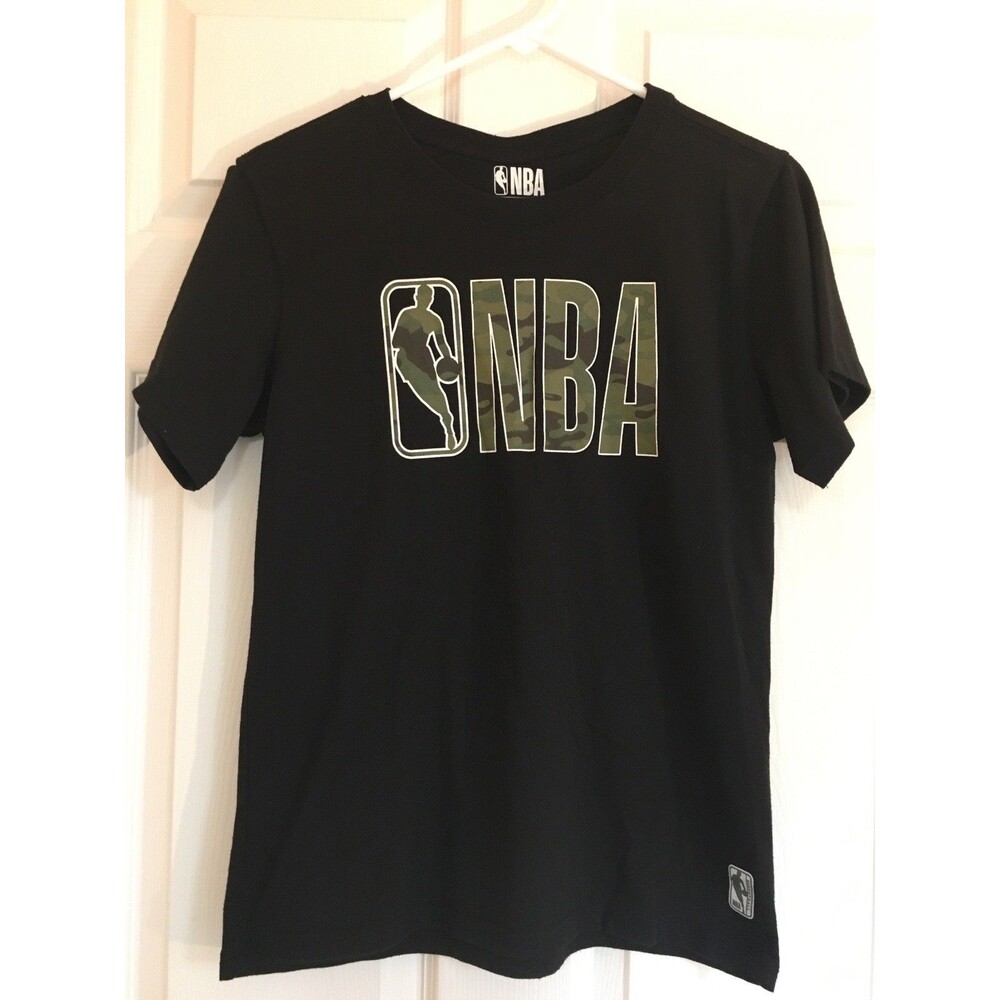 NBA T Shirt Short Sleeve Youth Boys Large Black Camo Logo Boys Tee Basketball